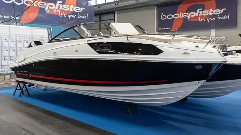 Bayliner VR6 cuddy cabin boat at the Interboot show, shown for reference