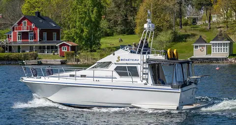 Beneteau motor cruiser under way near Vaxholm, Sweden
