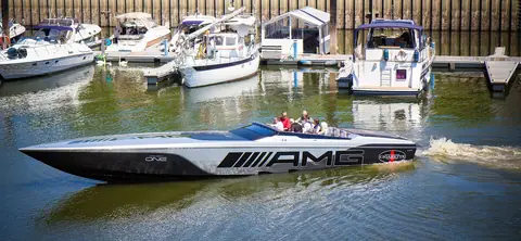 Cigarette Racing 515 Project One cruising in a harbor