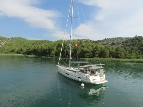 Dufour 520 Grand Large at anchor in Krka National Park, Croatia