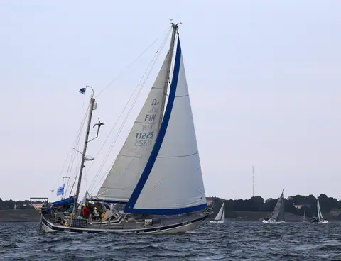 Hallberg-Rassy 42 ketch at the start of the Helsinki to Tallinn race