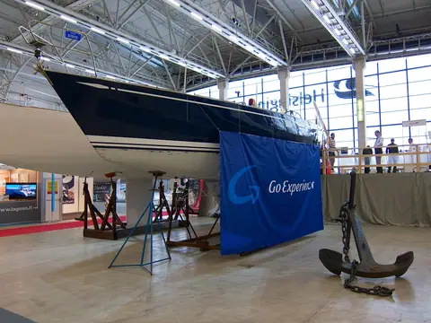 Classic Nautor's Swan on display at the Helsinki boat show