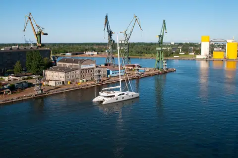 Sunreef 102 catamaran Ipharra at the Gdańsk shipyard