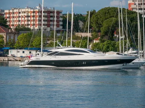 Sunseeker motor yacht moored in Zadar harbor, Croatia