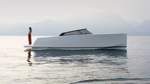 White VanDutch 32 at rest on calm water