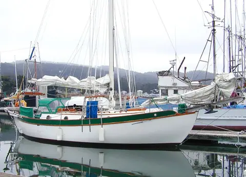 Westsail 32 berthed at Pillar Point Harbor in California