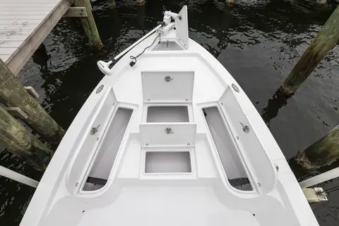 Bow casting deck and hatches of the Blazer Bay 2020