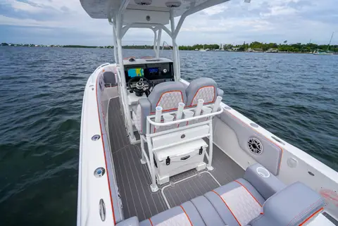 Concept 27 Open cockpit looking forward to the helm seats and console