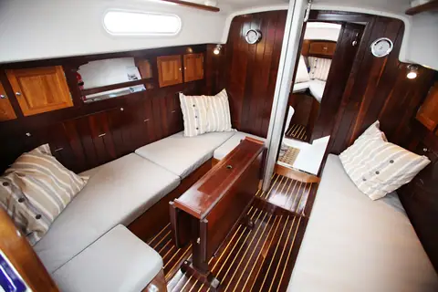 Saloon settees in the cabin of a Contessa 32