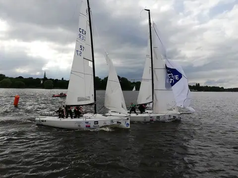 J/70 keelboats racing in the Helga Cup in Hamburg