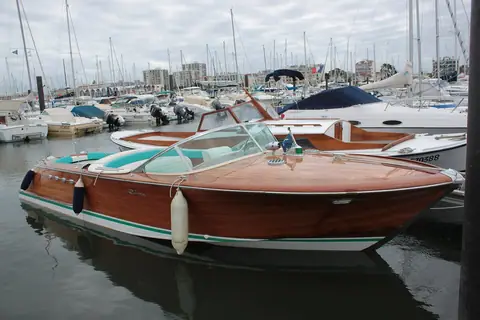 Riva Aquarama in its berth at the Arcachon marina in France