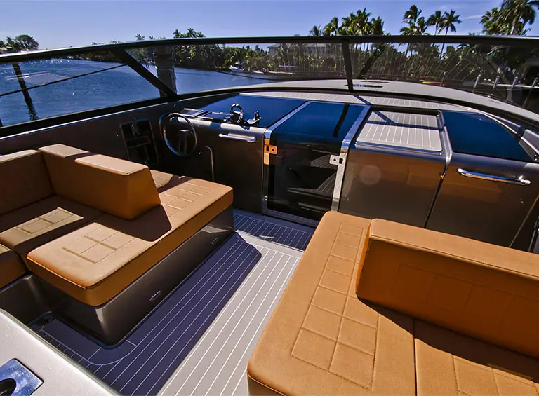 Cockpit lounge and helm of a VanDutch 55